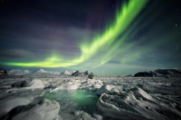 East Greenland, Scoresby Sund, Aurora Borealis
