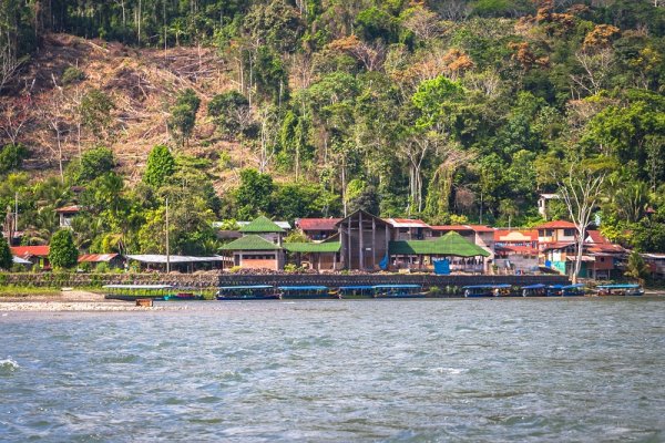 Small village in the Amazon Rainforest of Manu National Park, Peru