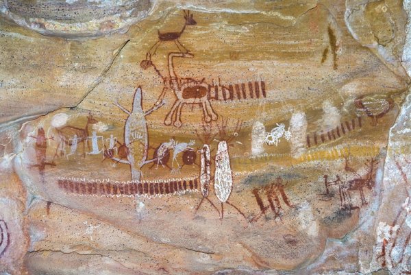 Cave paintings at a UNESCO world heritage site in Brazil South America