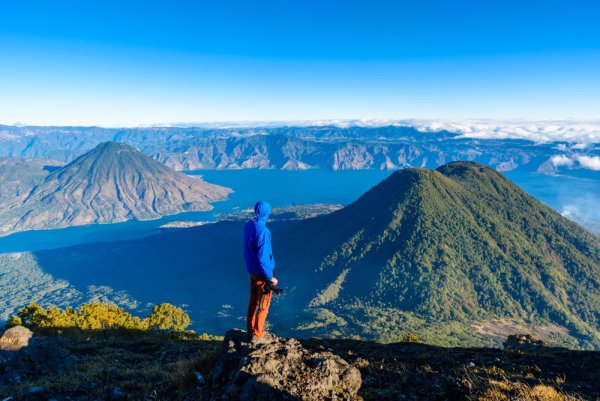 Standing on top of a mountain at Lake Atitlan Guatemala