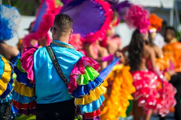 Samba dancers at Carnival street party in Rio de Janeiro