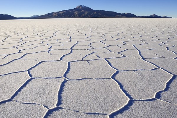 walking on the salt flats in Bolivia